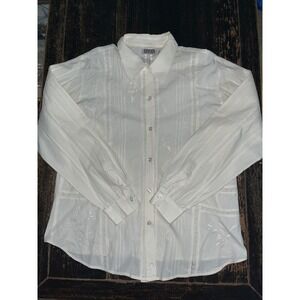 Vintage Chicos Design White Cotton Floral Embroidered Lace Trim Size 1